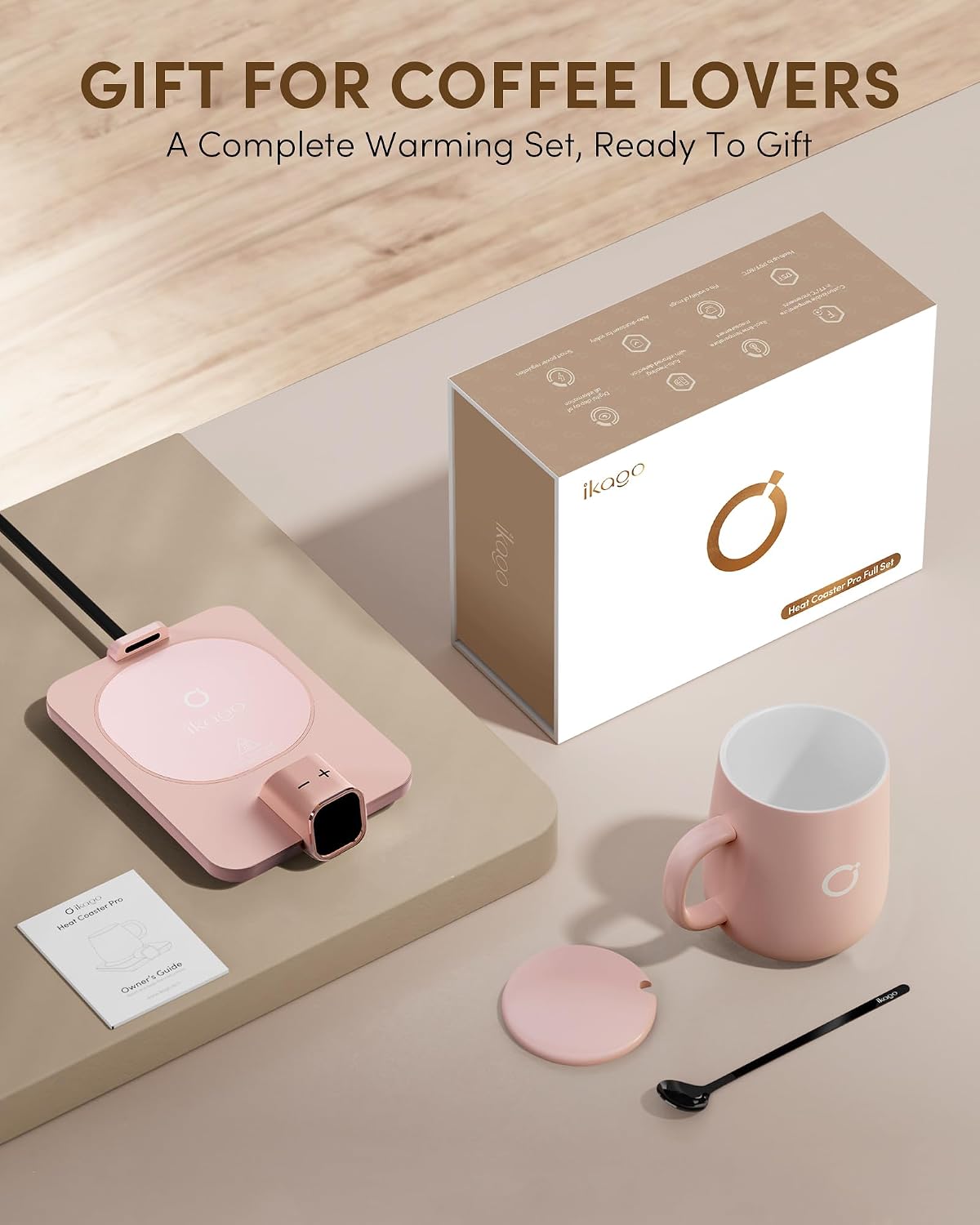 Coffee Cup Warmer & IKAGO Mug Set, 1โ Precise Temp Control Mug Warmer