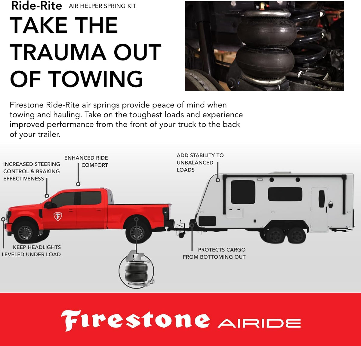 Firestone Airide 2407 Ride-Rite Rear Air Helper Springs Kit fits 2005-2023 Ta...