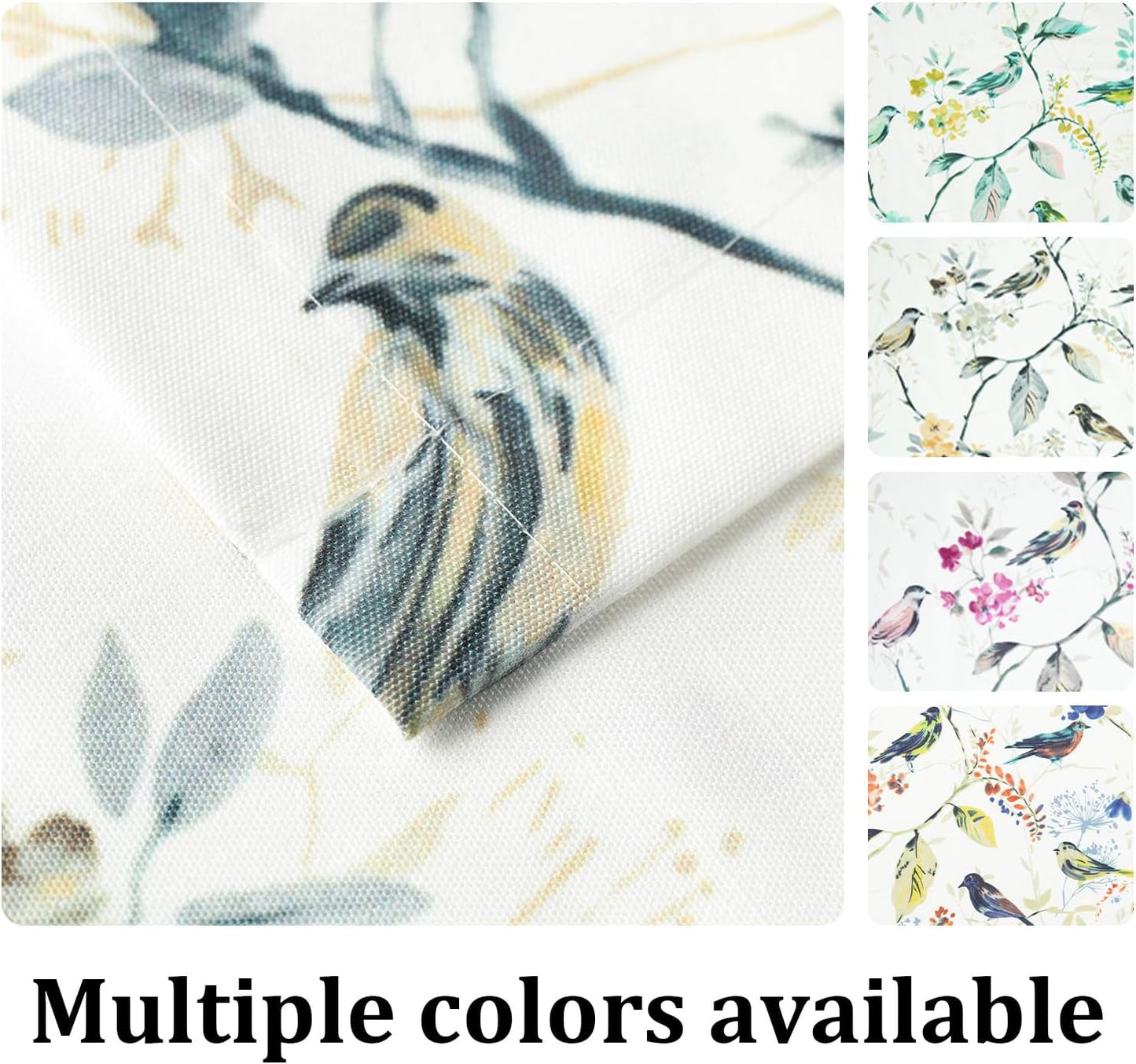 Faux Linen Curtains Valance for Farmhouse, 1 Panel Birds Print Country Style Window Topper for Living Dining Room, Top Rod Pocket, 42 x 12 Inches, Grey