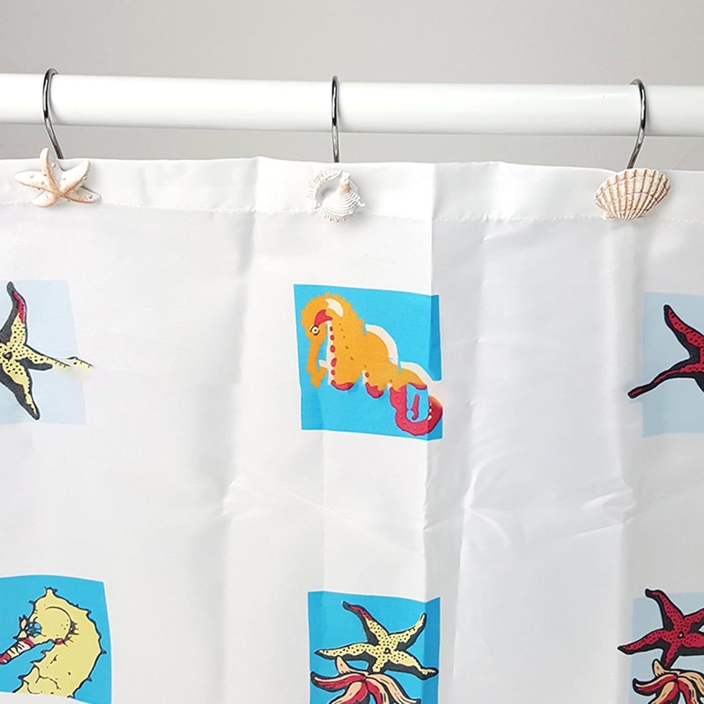 Seashell Shower Curtain Hooks 12pcs Beach Shower Curtain Rings Bath Shower Hooks Rust Proof Curtain Hangers Coastal Bathroom Accessories Decors