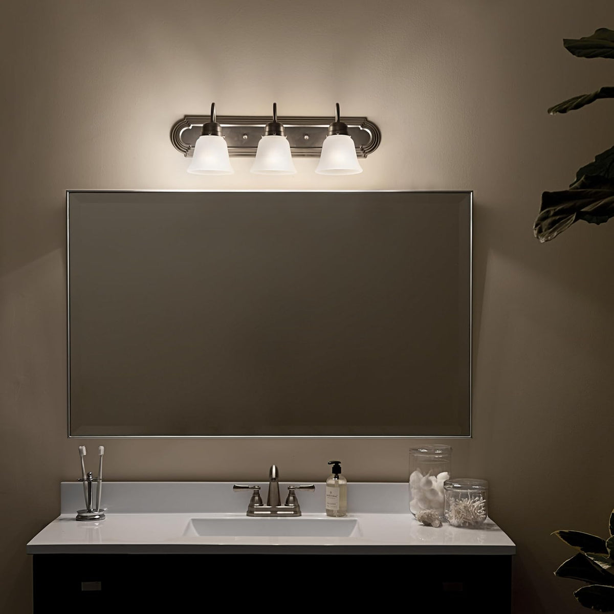 Kichler 3-Light Bathroom Vanity Light, Brushed Nickel