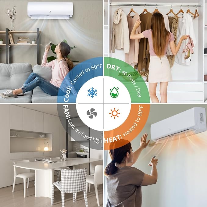 9, 000 BTU 19 SEER2 WiFi Mini Split Air Conditioner & Heat Pump, Inverter Tech - Image 7