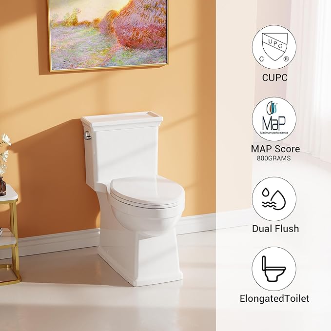 One-Piece Toilet with Classic Design, ADA Height, 1.28 GPF, Durable Ceramic - Image 6