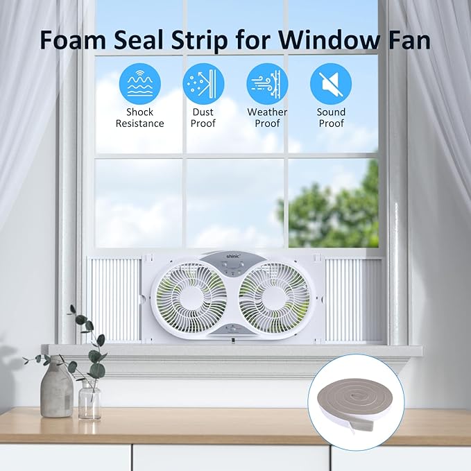 shinic 9" Twin Window Fan with Reversible Airflow, Removable Cover and Bug - Image 8