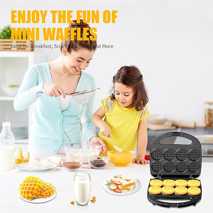 OSTBA Mini Waffle Maker: 750W Powerful Heating, Cooks 8 Waffles at Once - Image 7