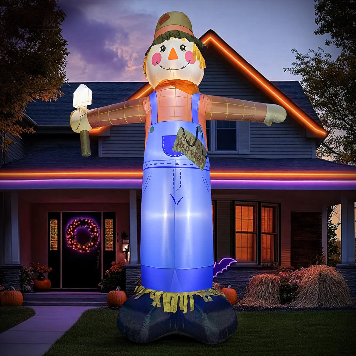 12FT Giant Inflatables Scarecrow Decorations, Fall Harvest Inflatable Yard De...