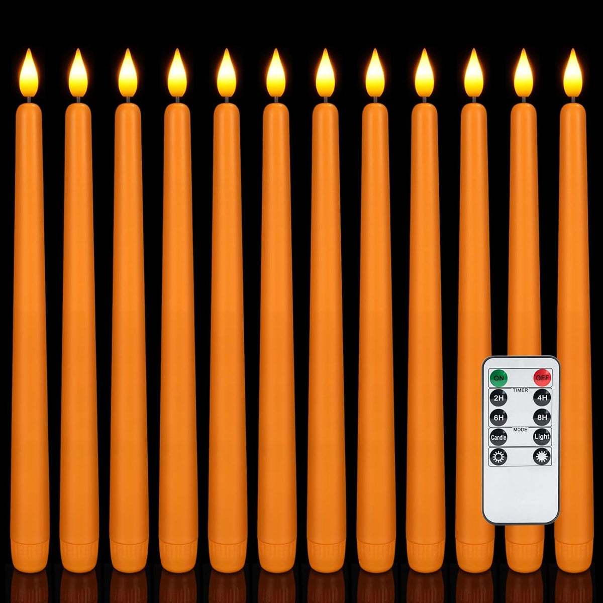 Homemory 12 Pcs Flameless Taper Candles with Remote Timer Dimmer, 11 inches O...