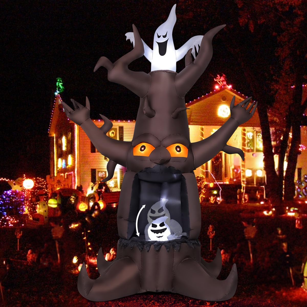 GOOSH 9 FT Halloween Inflatable Animated Dead Tree Outdoor Decorations Blow U...