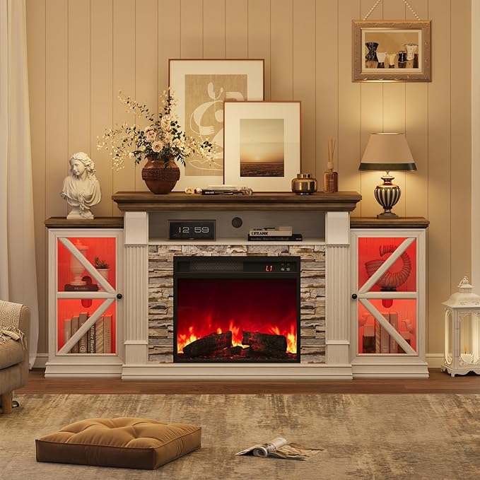 QUW Electric Fireplace TV Stand, Modern TV Console Table - Image 9