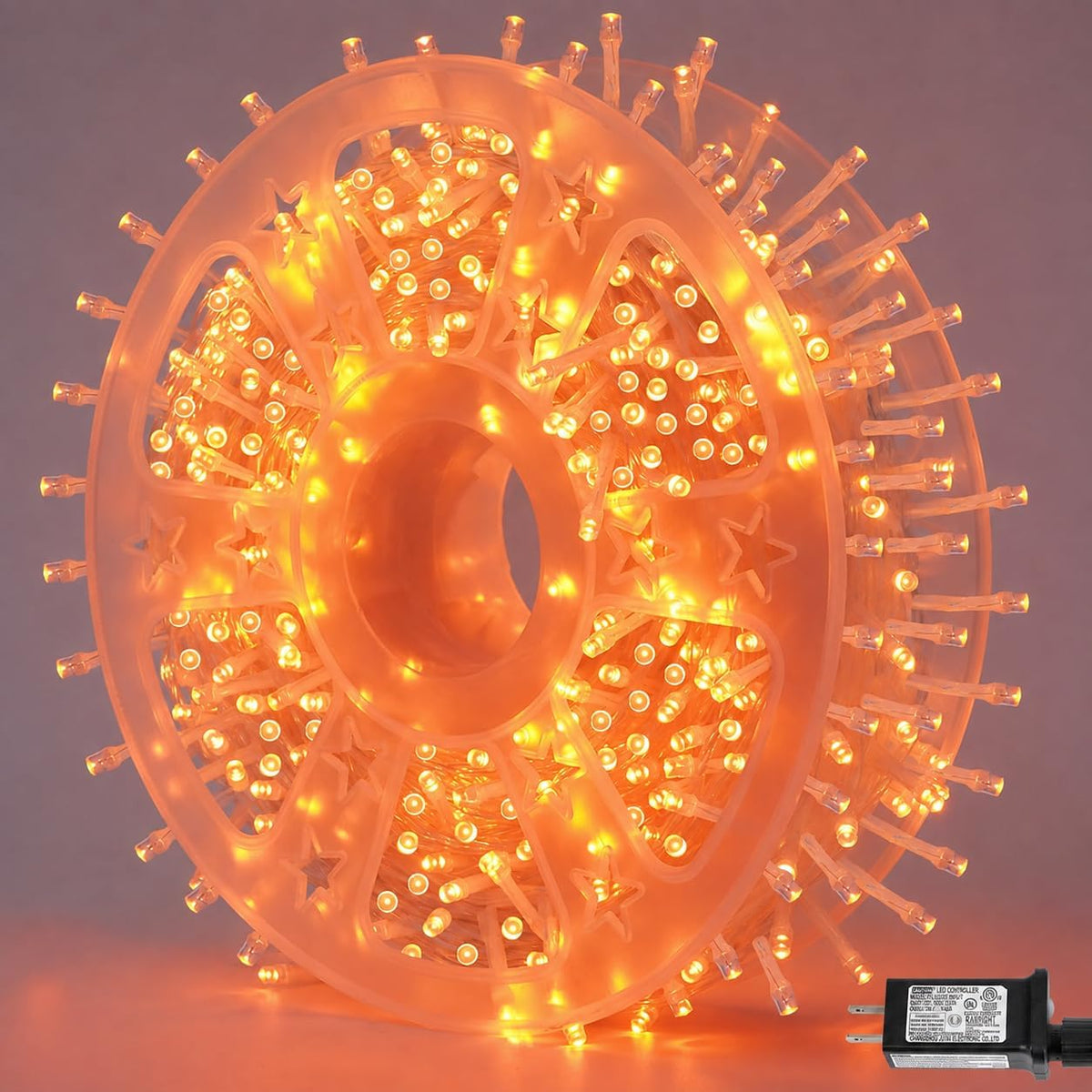 QITONG Halloween String Lights Outdoor Waterproof, 165ft 500 LED Orange led L...