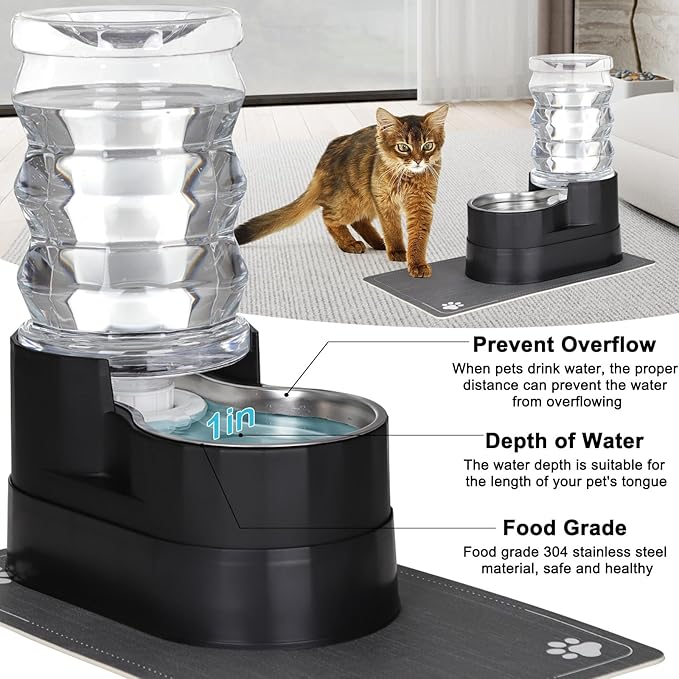 RIZZARI Automatic Dog Water Dispenser: 7L Black Stainless Steel Feeder - Image 7