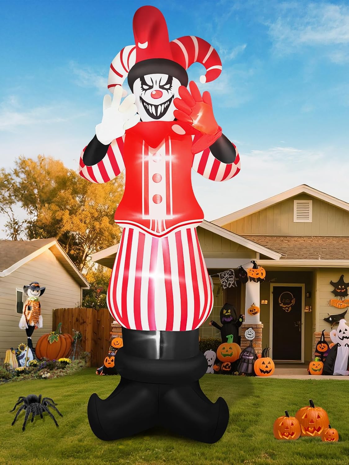12FT Giant Halloween Inflatable Decoration, Kalolary Red Costume Scary Clown ...