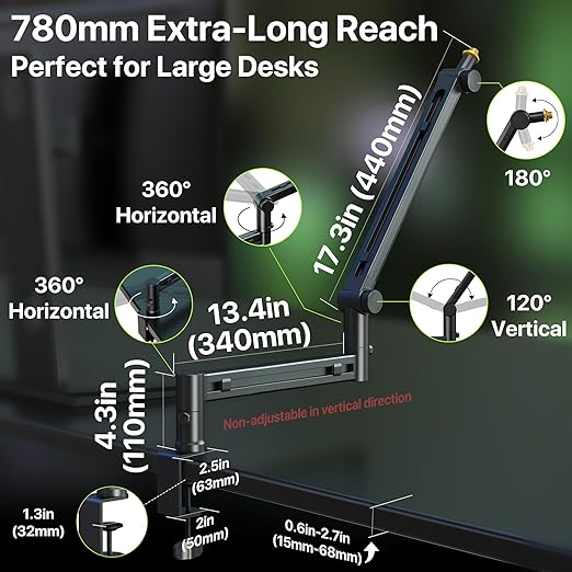 AA AUDIO ACCESSORY Low Profile Mic Boom Arm - Image 9