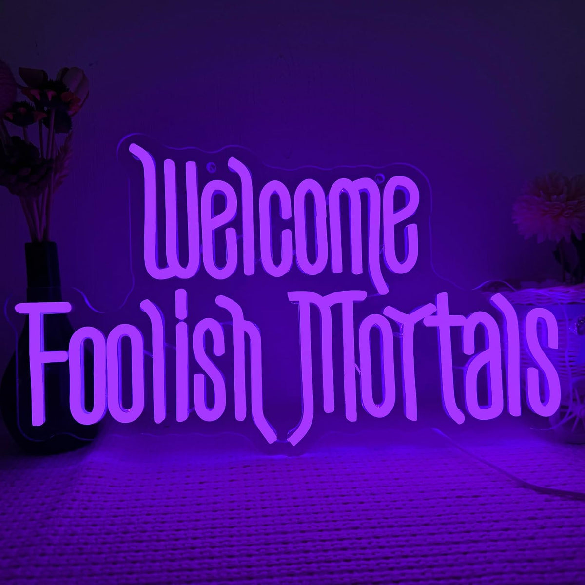 Welcome Foolish Mortals Neon Sign, Halloween Neon Light Spooky Gothic Haunted...