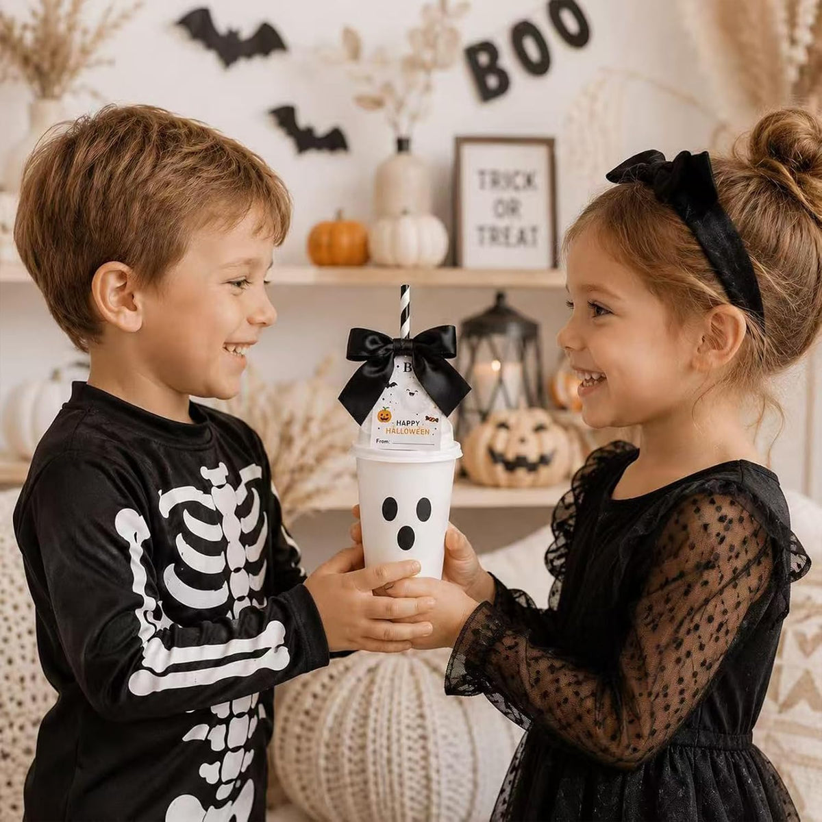 24PCS Halloween Classroom Favors Non Candy Bulk Lollipop Stationery Kit