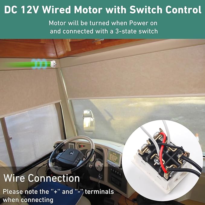 DM25DS 12V RV Awning Shade Replacement Motor – Fits 1-3/16" Tube – Hardwired - Image 8