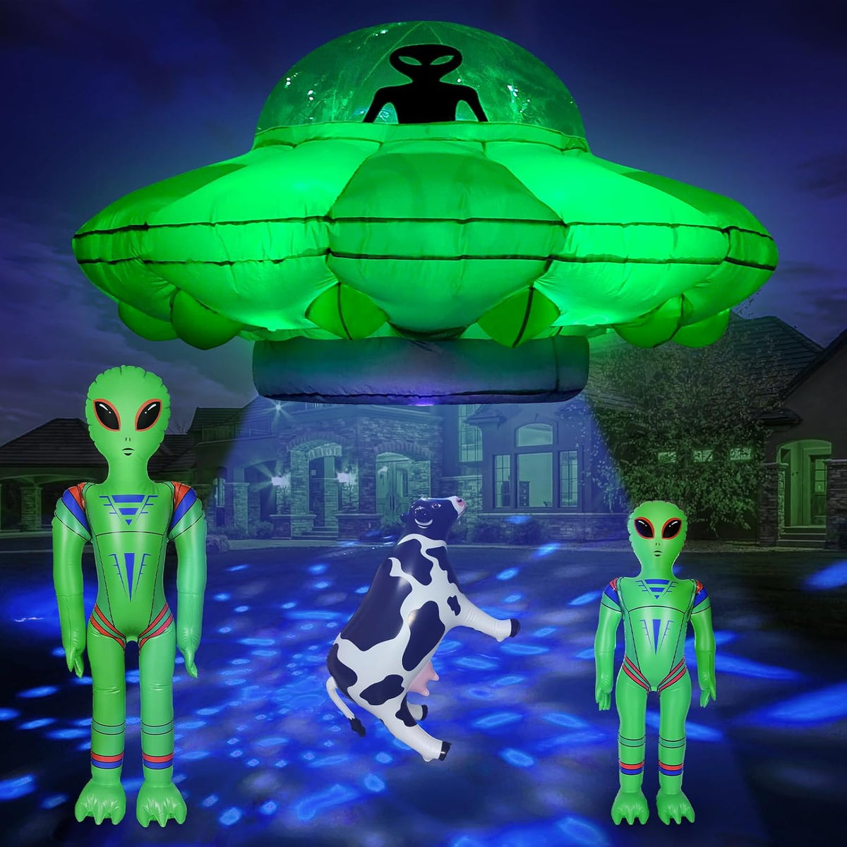 Alien Party Decorations 4.2FT Hanging Alien UFO Cow Abduction Inflatable with...
