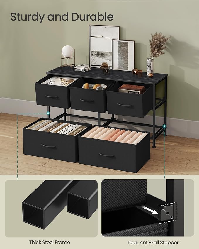 SONGMICS Dresser for Bedroom, Chest of Drawers, 5 Non-Woven Fabric Drawers - Image 6