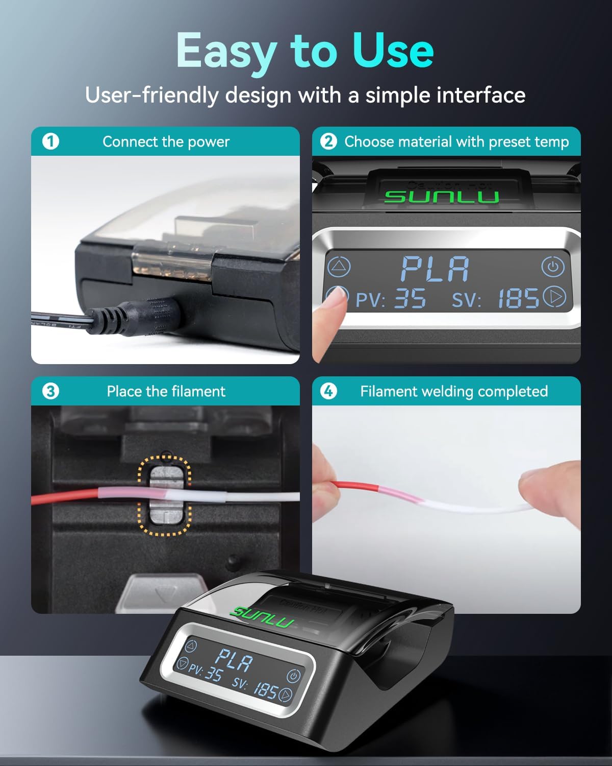 SUNLU Official Filament Connector, Fast Heating Filament Splicer for 3D Print...