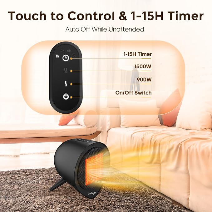 Small Space Heater, 1500W PTC Ceramic Heating - Image 7