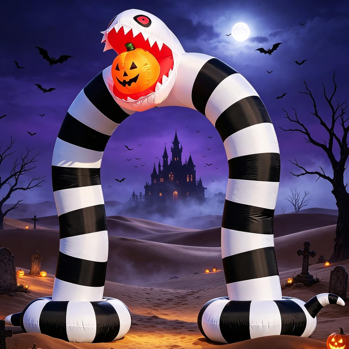 DomKom 10FT Halloween Inflatable Blow Up Decorations, 10FT Long 8FT Tall Sand...