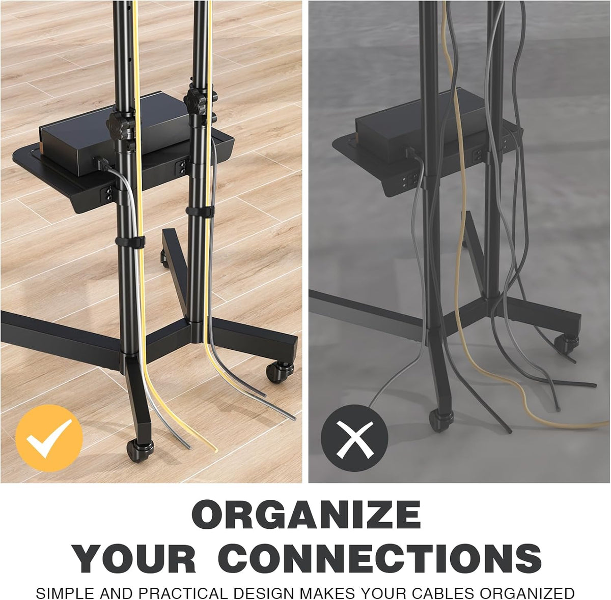 Mobile TV Stand with Upgraded Wheels for 32-75 Inch TVs up to 88 lbs