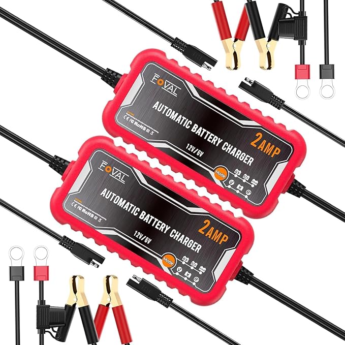 FOVAL 2-Amp Car Battery Charger, 6V and 12V Portable Automatic Smart Charger - Image 9