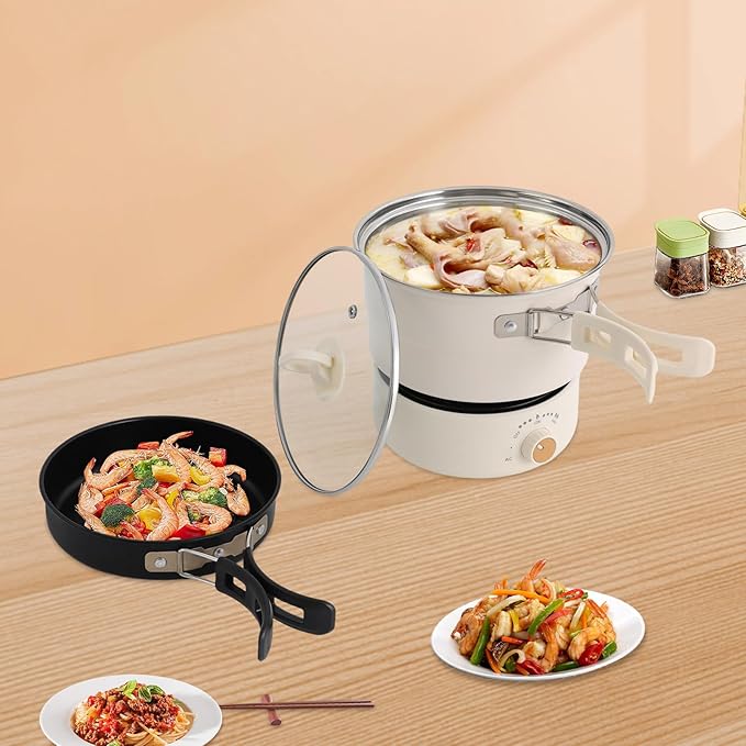 Portable Electric Hot Pot with Foldable Handles, Non-stick Frying Pan, Mini Hot - Image 7