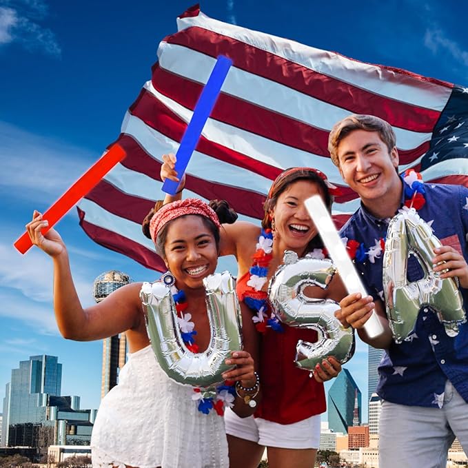 Glow Foam Sticks Bulk, 24 Pcs Blue Giant LED Light Up Sticks 3 Modes Flashing...