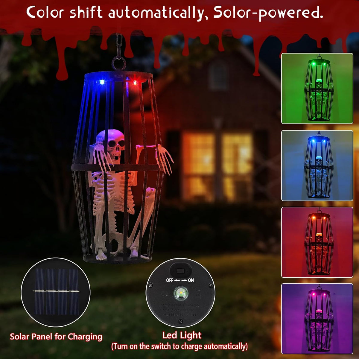 23โ Scary Solar Hanging Skeleton Ghost Halloween Decorations Outdoor