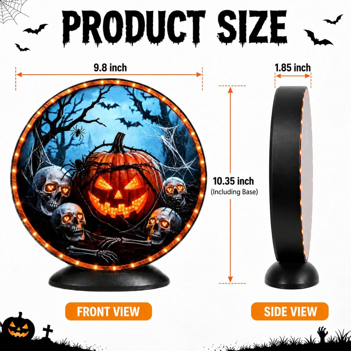 Lighted Halloween Decorations Battery Operated, Halloween Pumpkin Skull Decor...