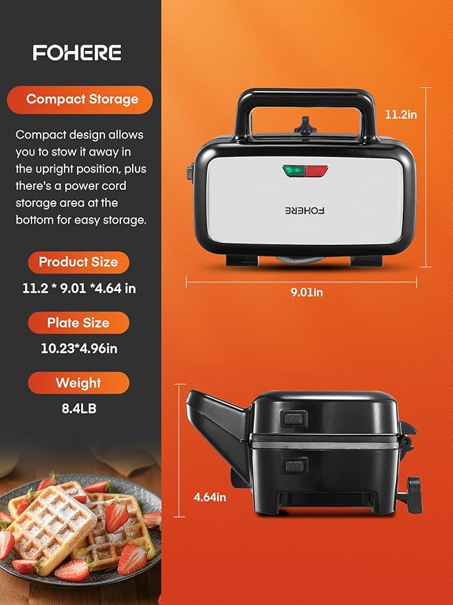 FOHERE Sandwich Maker 3 In 1 Waffle Maker - Image 9