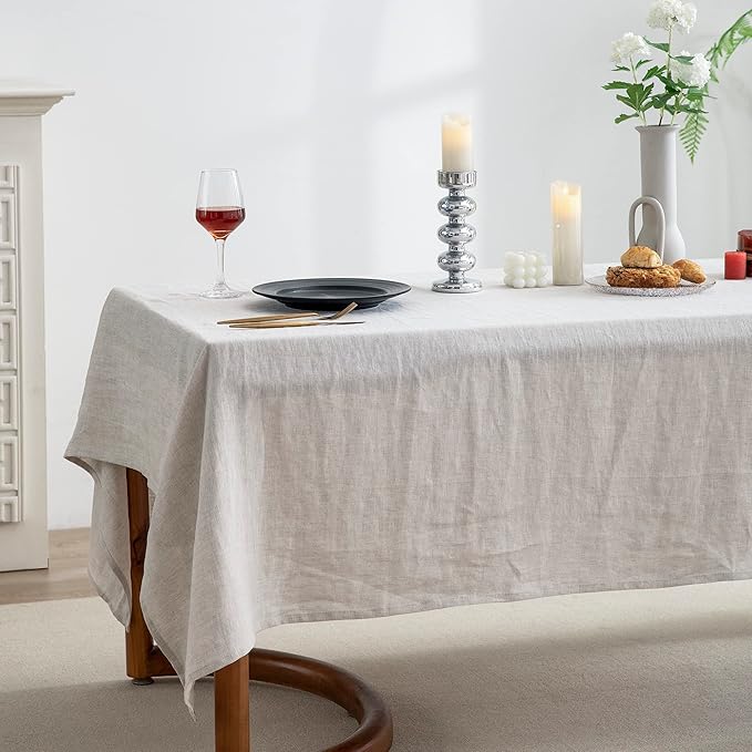 EVERLY 100% Pure Linen Rectangle Tablecloths 108Lx60WInch for Dining,Buffet P...