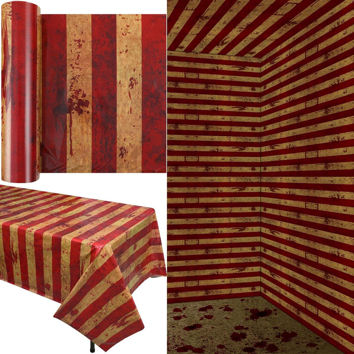 Dandat 100 ft Creepy Carnival Tablecloth Roll Halloween Bloody Backdrop