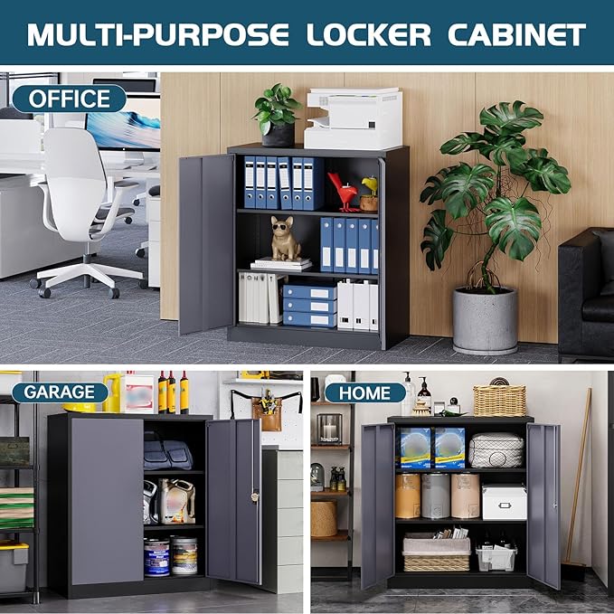 MIIIKO Metal Storage Cabinet, Base Cabinets 2 Door, Steel Storage Cabinets - Image 6