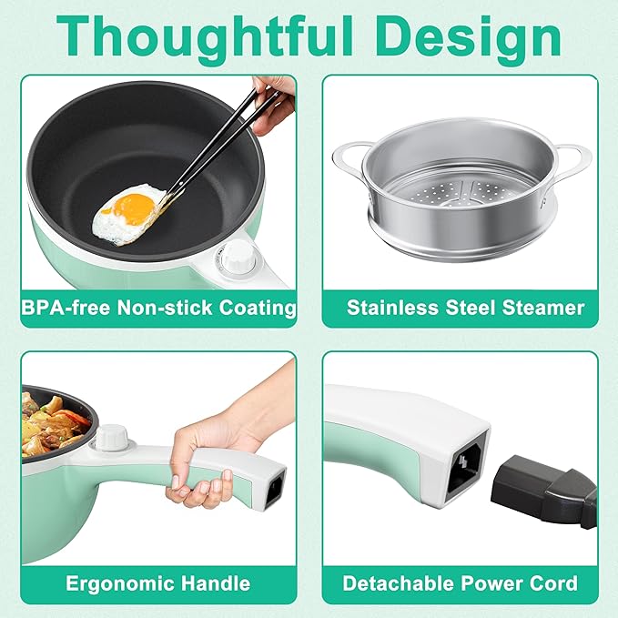 Dezin Hot Pot Electric with Steamer Upgraded, Non-Stick Sauté Pan, Rapid - Image 9