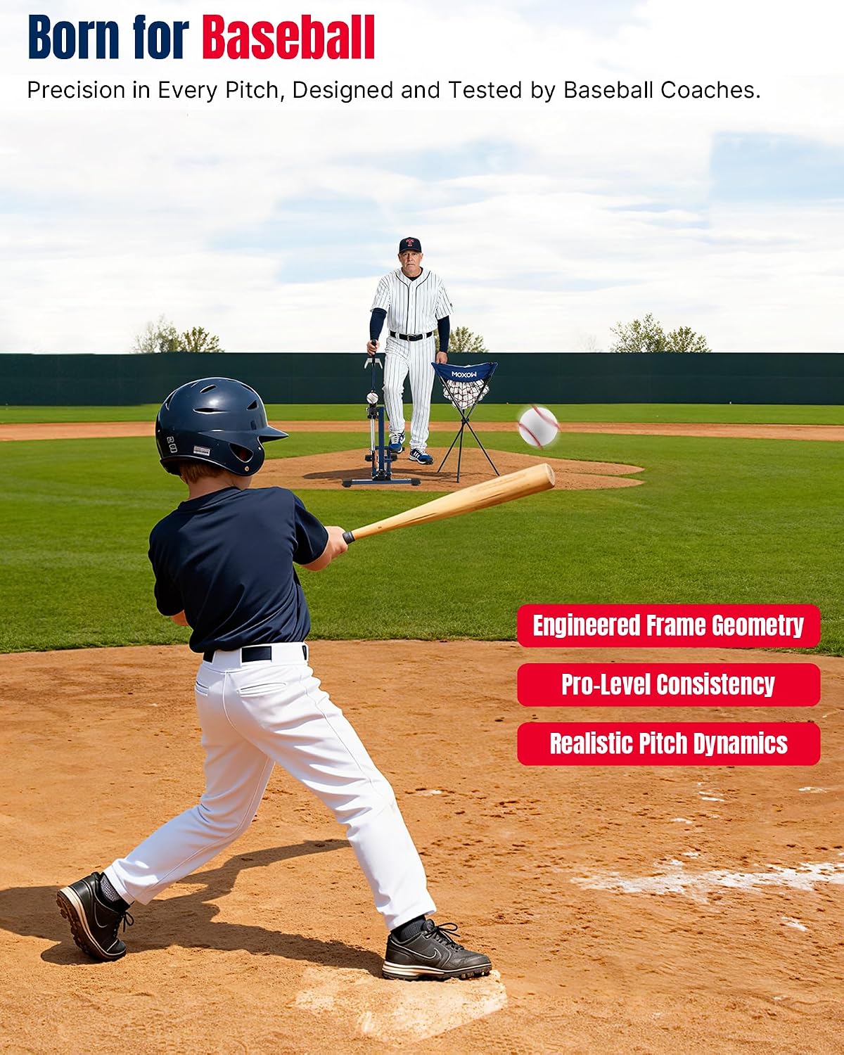 MOXOW Sagitta Manual Baseball & Softball Pitching Machine with Ball Caddy...
