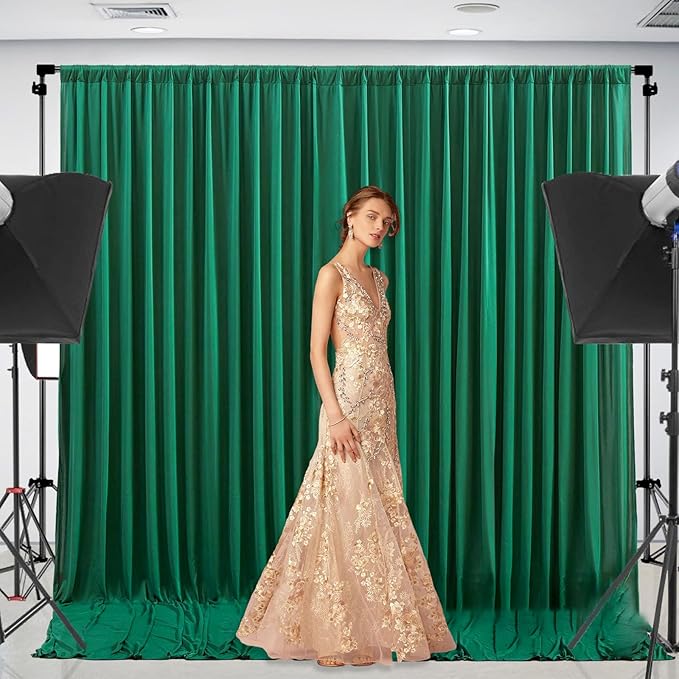10 x 7 Feet Green Backdrop Curtain for Partie, Background Curtains for Photos...