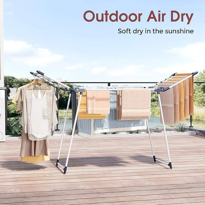 APEXCHASER Clothes Drying Rack Foldable, Large Drying Rack Clothing, Winged - Image 7