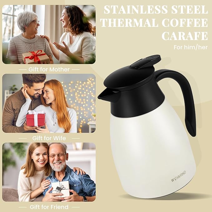 34 Oz Thermal Coffee Carafe, Stainless Steel Insulated Vacuum coffee crafts to - Image 7