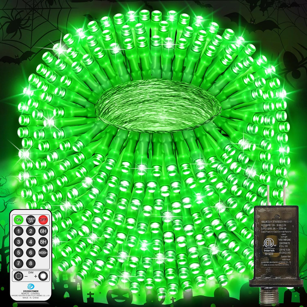 403 FT 1000 LED Halloween Lights Outdoor Fairy String Lights Plug in, Green