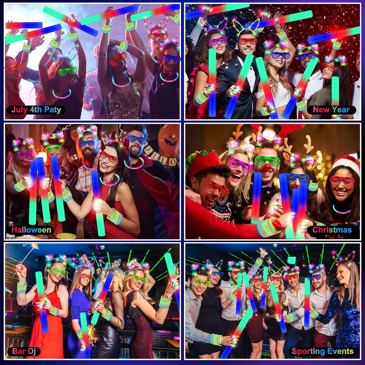 OLUPP 282 PCS Glow in the Dark Party Supplies, 18 Foam Sticks, 18 LED Glasses...