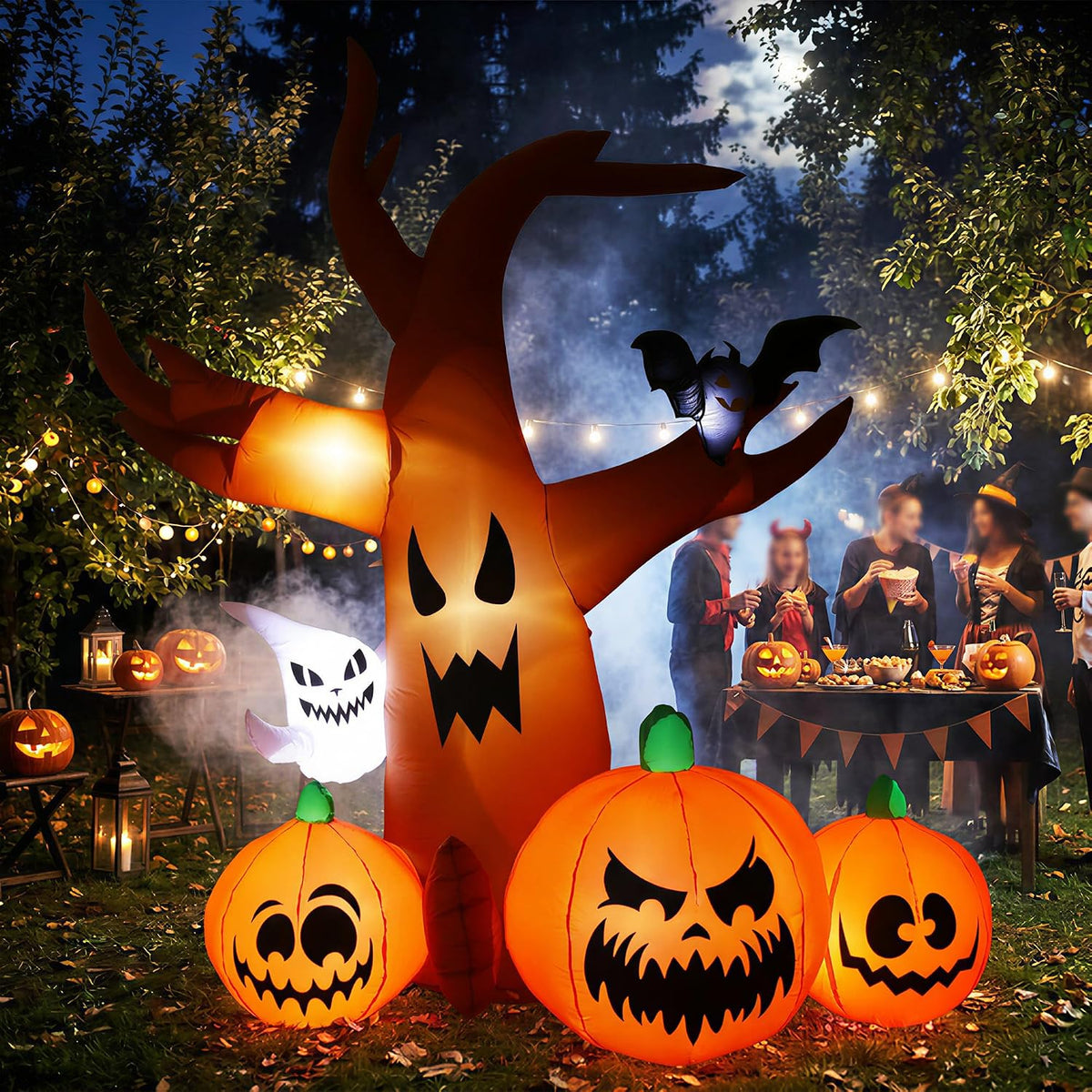 7.9 FT Halloween Inflatable Spooky Tree Outdoor Decor with Built-in LED Light...