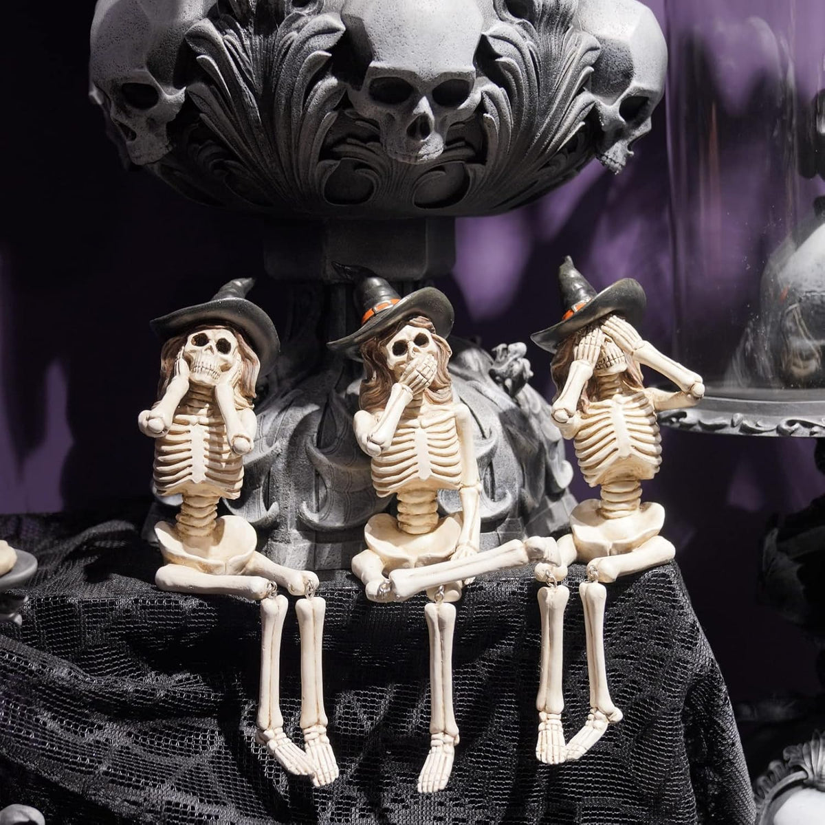 Newman House Studio Halloween-Dรฉcorations No-Evil-Skeleton-Figurines