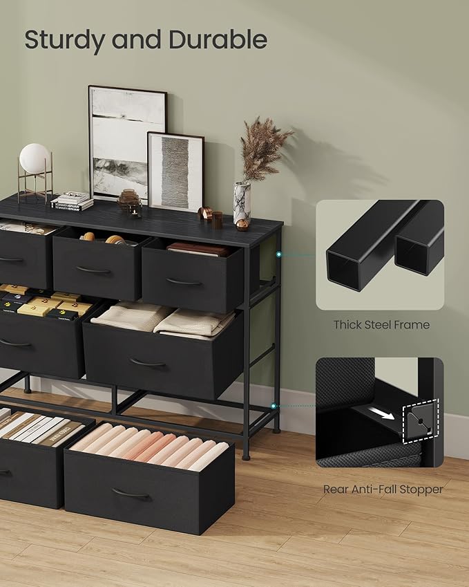 SONGMICS Dresser for Bedroom, Chest of Drawers, TV Stand, 7 Non-Woven Fabric - Image 6