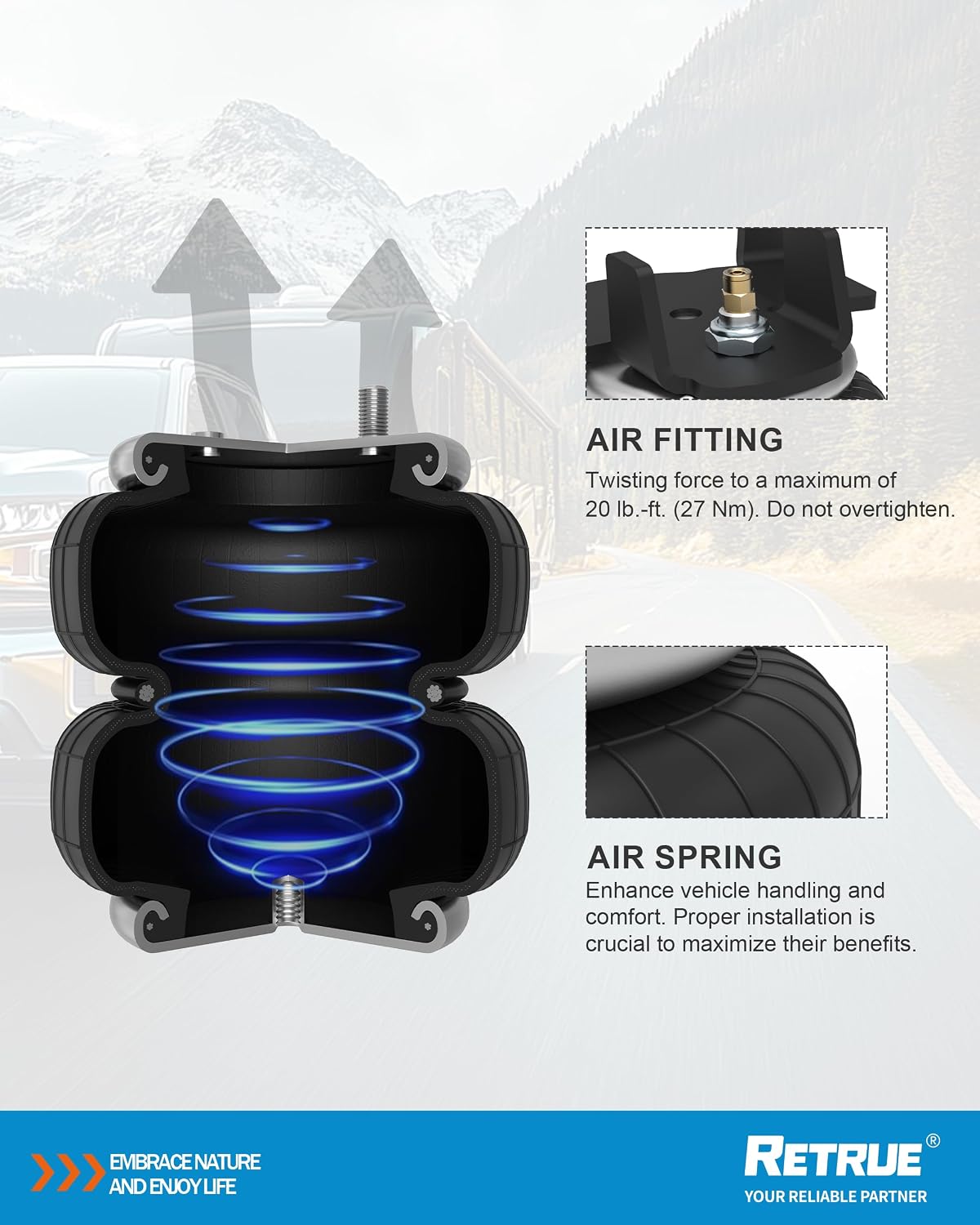 RETRUE Rear Air Bags Suspension Kit for 2004-2008 Ford F150