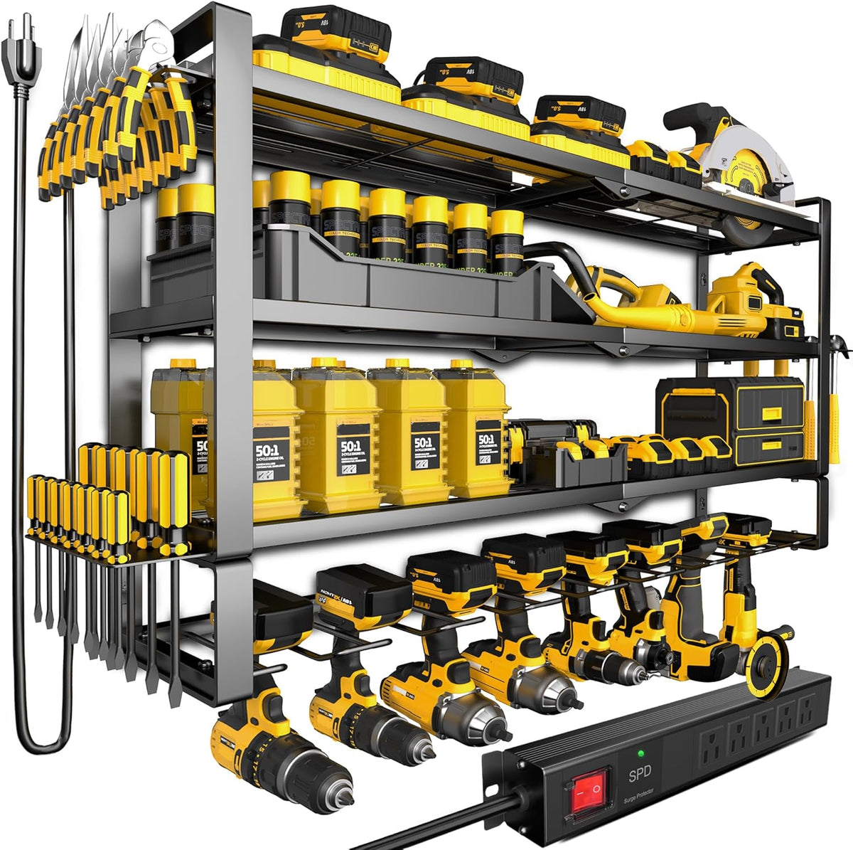 MOOMSINE Large Power Tool Organizer Wall Mount with Charging Station for Gara...