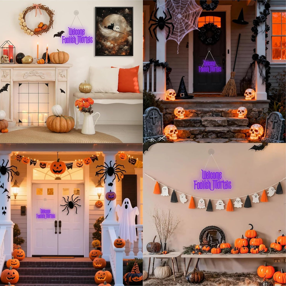 Welcome Foolish Mortals Neon Sign, Halloween Neon Light Spooky Gothic Haunted...