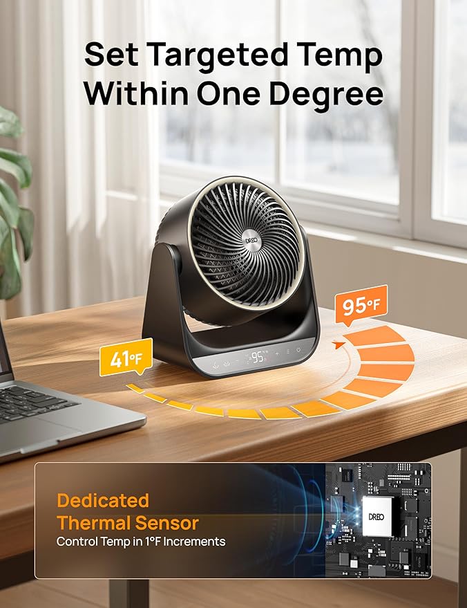 DREO Whole Room Heater 714, 60° Vertical & 90° Horizontal 3D Oscillating Heating - Image 8
