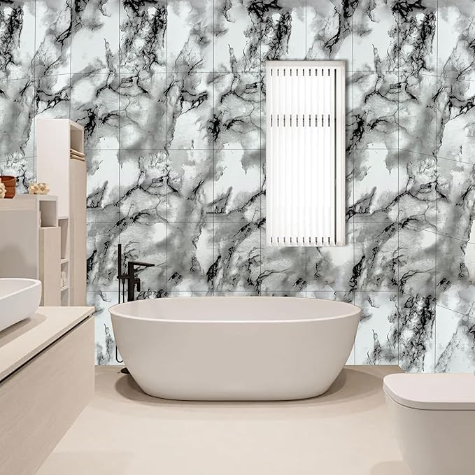 Wall Panels Peel and Stick,PVC Imitation Artificial Marble Tiles Sticker,20 pcs - Image 9